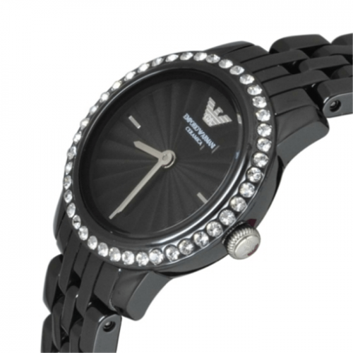 Emporio Armani AR1480 Black Ceramic Case Watch Black Silicone