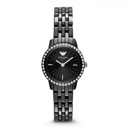 Emporio Armani AR1480 Black Ceramic Case Watch Black Silicone
