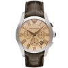 Emporio Armani AR1634 Chronograph Amber Dial Brown Leather Mens Watch