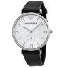 Emporio Armani AR1674 Retro Silver Dial Black Leather Strap Mens Watch