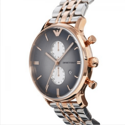 Emporio Armani AR1721 Mens Grey And Rose Gold IP Gianni Watch