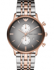 Emporio Armani AR1721 Mens Grey And Rose Gold IP Gianni Watch