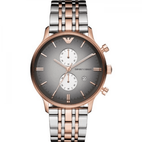 Emporio Armani AR1721 Mens Grey And Rose Gold IP Gianni Watch
