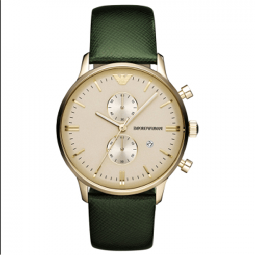 Emporio Armani AR1722 Mens Classic Retro Watch Green Strap