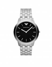 Emporio Armani AR1744 Retro Black Dial Stainless Steel Bracelet Mens Watch