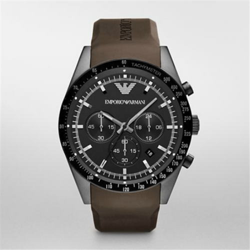 Emporio Armani AR5986 Men's Sportivo Brown Silicone Analog Quartz Watch
