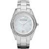 Emporio Armani AR5992 Women's Classic Silver Stainless Steel Analog Quartz Watch with Mother-Of-Pearl Dial