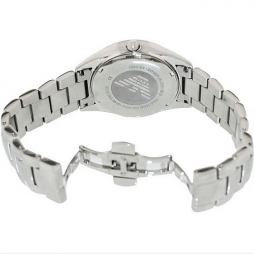 Emporio Armani AR5992 Women's Classic Silver Stainless Steel Analog Quartz Watch with Mother-Of-Pearl Dial