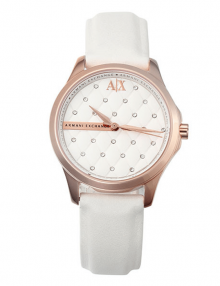 Armani Exchange AX5205 Ladies White Rose Gold IP Watch