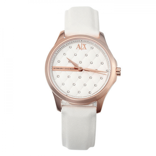 Armani Exchange AX5205 Ladies White Rose Gold IP Watch