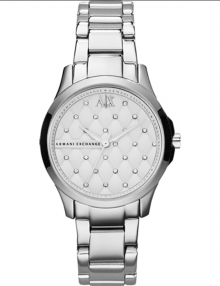 Armani Exchange AX5208 Silver Quilted Crystal Dial Stainless Steel Ladies Watch