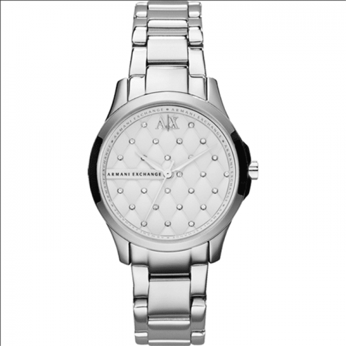 Armani Exchange AX5208 Silver Quilted Crystal Dial Stainless Steel Ladies Watch