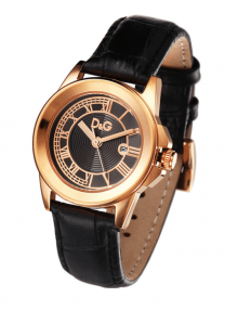 Dolce & Gabbana DW0798 Women's Black Disc Rose Gold Shell Classic Watch