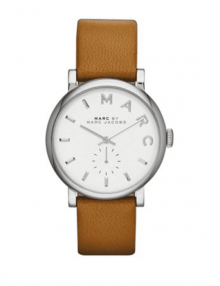 Marc By Marc Jacobs MBM1265 Baker Silver Tone Tan Leather Watch