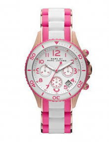 Marc Jacobs MBM2593 Rock Chronograph Pink and White Silicone Ladies Watch