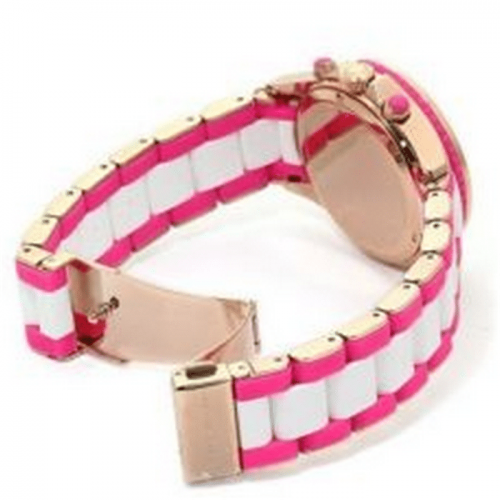 Marc Jacobs MBM2593 Rock Chronograph Pink and White Silicone Ladies Watch