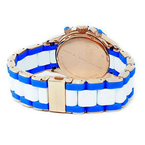 Marc Jacobs MBM2594 Rock Chronograph White and Blue Silicone Ladies Watch