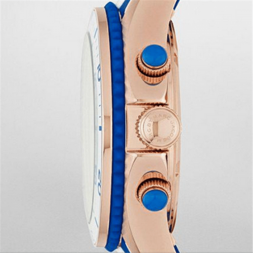 Marc Jacobs MBM2594 Rock Chronograph White and Blue Silicone Ladies Watch