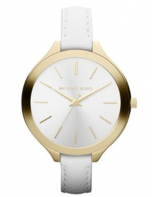 Michael Kors MK2273 White Leather Stainless Case Quartz Ladies Fashion Watch