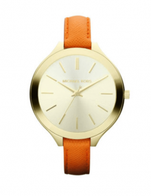 Michael Kors MK2275 Orange Leather Stainless Case Quartz Ladies Fashion Watch
