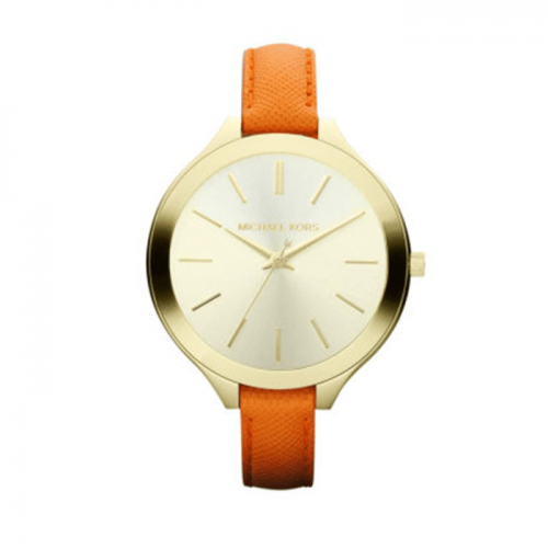 Michael Kors MK2275 Orange Leather Stainless Case Quartz Ladies Fashion Watch