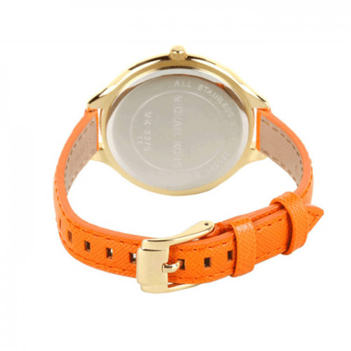 Michael Kors MK2275 Orange Leather Stainless Case Quartz Ladies Fashion Watch