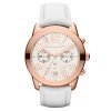 Michael Kors Ladies MK2289 Mercer Rose Gold White Strap Chronograph Watch