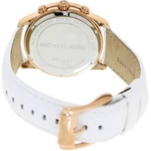 Michael Kors Ladies MK2289 Mercer Rose Gold White Strap Chronograph Watch