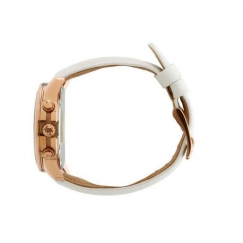 Michael Kors Ladies MK2289 Mercer Rose Gold White Strap Chronograph Watch