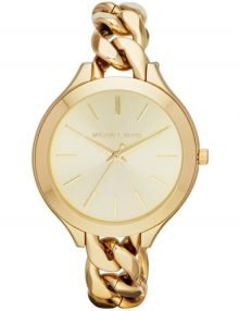 Michael Kors Runway Mk3222 Silver Womens' Gold Bangle Style Watch