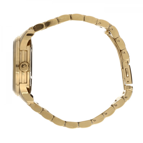 Michael Kors MK5729 runway midsized red glitz concentric pave dial gold tone stainless steel bracelet women watch