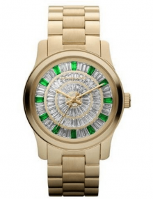 Michael Kors MK5730 Mid Size Green Glitz Gold Tone Watch