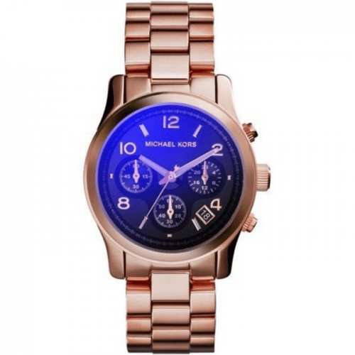 Michael Kors MK5940 Runway Iridescent Navy Blue Dial Rose Gold-tone Ladies Watch