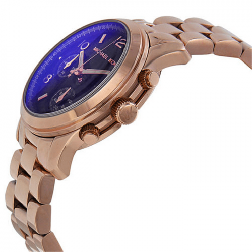 Michael Kors MK5940 Runway Iridescent Navy Blue Dial Rose Gold-tone Ladies Watch