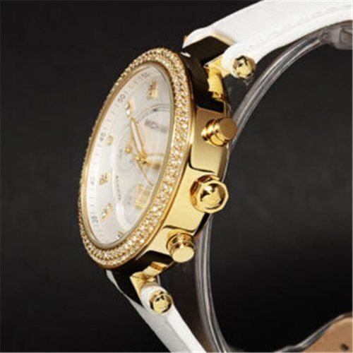 Michael Kors MK2290 Women White Tone Stainless Steel Case Chronograph White