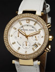 Michael Kors MK2290 Women White Tone Stainless Steel Case Chronograph White