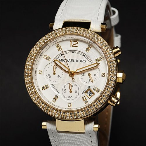 Michael Kors MK2290 Women White Tone Stainless Steel Case Chronograph White