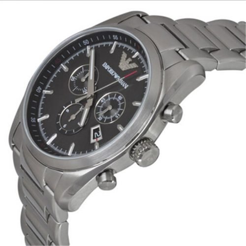 Armani AR6050 Sportivo Black Dial Stainless Steel Bracelet Mens Watch