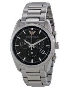 Armani AR6050 Sportivo Black Dial Stainless Steel Bracelet Mens Watch