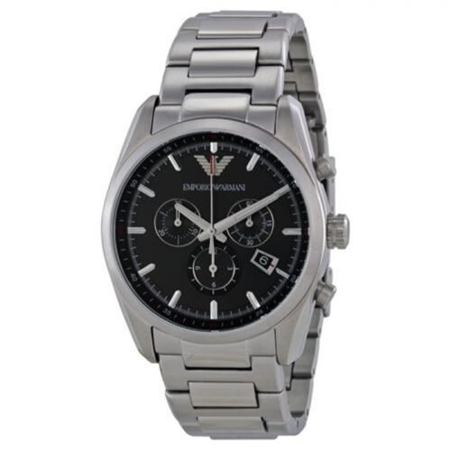 Armani AR6050 Sportivo Black Dial Stainless Steel Bracelet Mens Watch