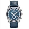 Emporio Armani AR6041 brushed blue dial and blue leather strap