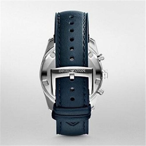 Emporio Armani AR6041 brushed blue dial and blue leather strap