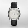 Emporio Armani AR6015 Silver Dial Leather Strap Men's Watch