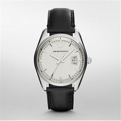 Emporio Armani AR6015 Silver Dial Leather Strap Men's Watch