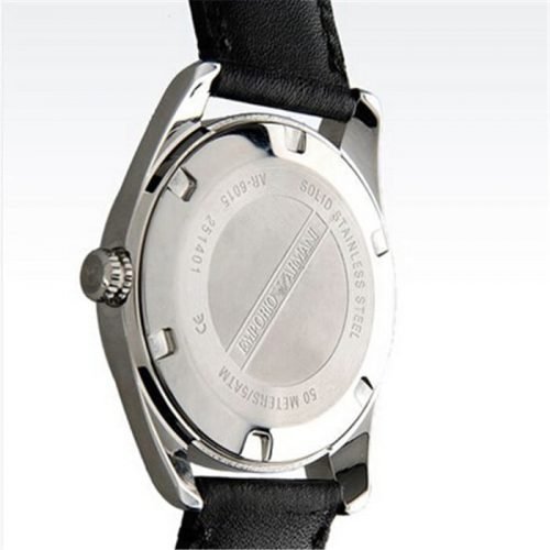 Emporio Armani AR6015 Silver Dial Leather Strap Men's Watch