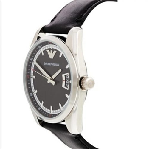 Emporio Armani AR6014 Mens Tazio Black Leather Strap Watch