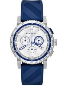 Burberry BU9808 City Sport Swiss Analog Quartz Blue Rubber Strap Chronograph Mens