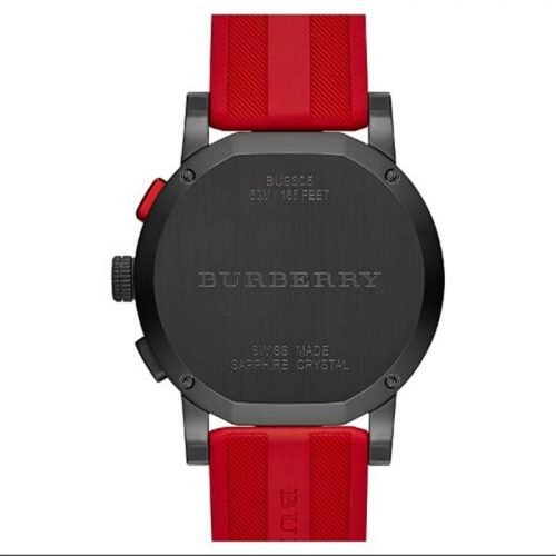 Burberry BU9805 The City Chronograph Black Dial Red Rubber Mens Watch
