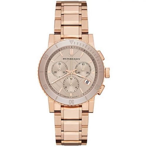 Burberry BU9703 Rose Gold Bracelet Ceramic Bezel Chrono Watch