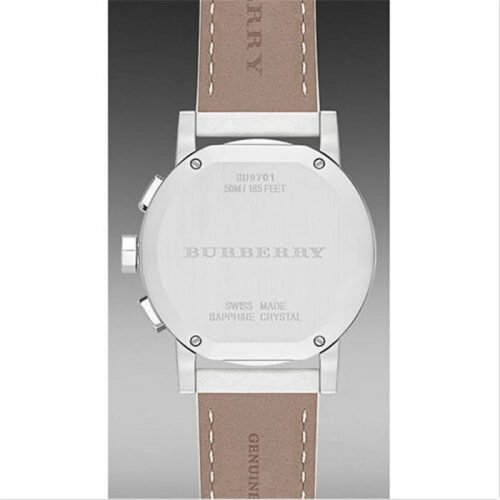Burberry BU9701 Women's City White Leather Strap White Dial Chronograph Watch